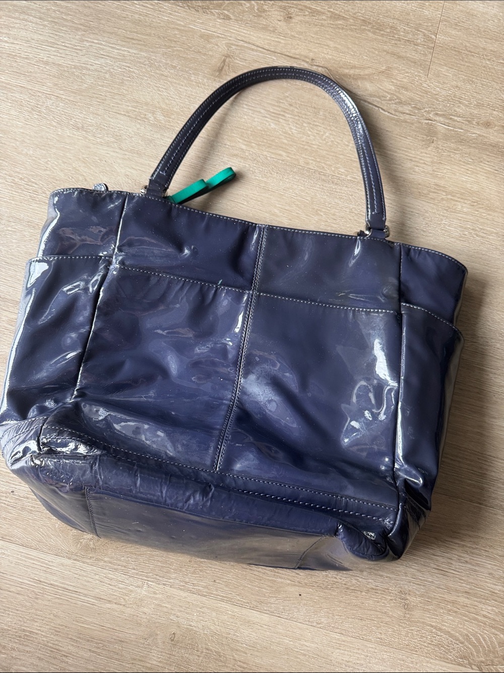 Coach Glossy Patent Navy Tote - Picture 4 of 11